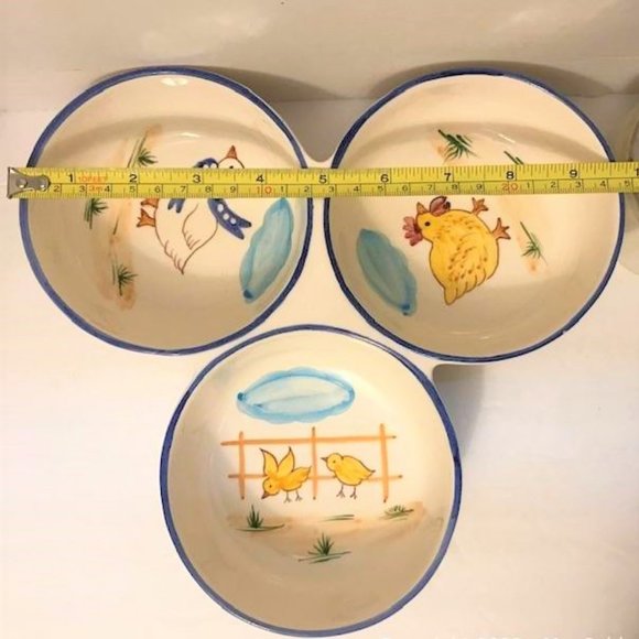 Hand Painted Ceramic Trio Dish | Vintage Serving Dish | Made in Portugal - Picture 6 of 8